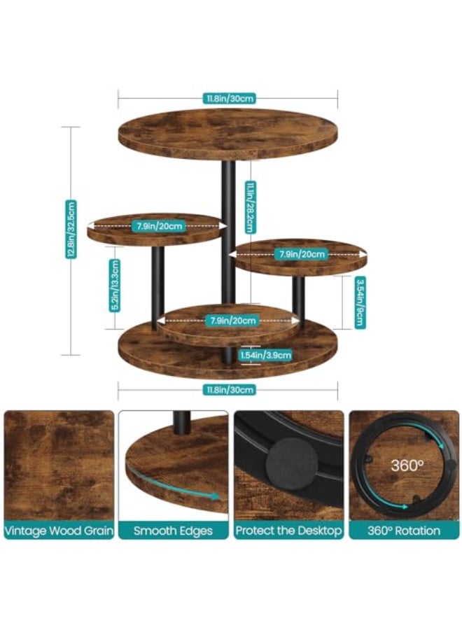 Solerconm 3-Tier Rotating Dessert Stand, Wooden & Metal Cake Display with Round Trays for Parties, Weddings and Birthday Celebrations - Image 4